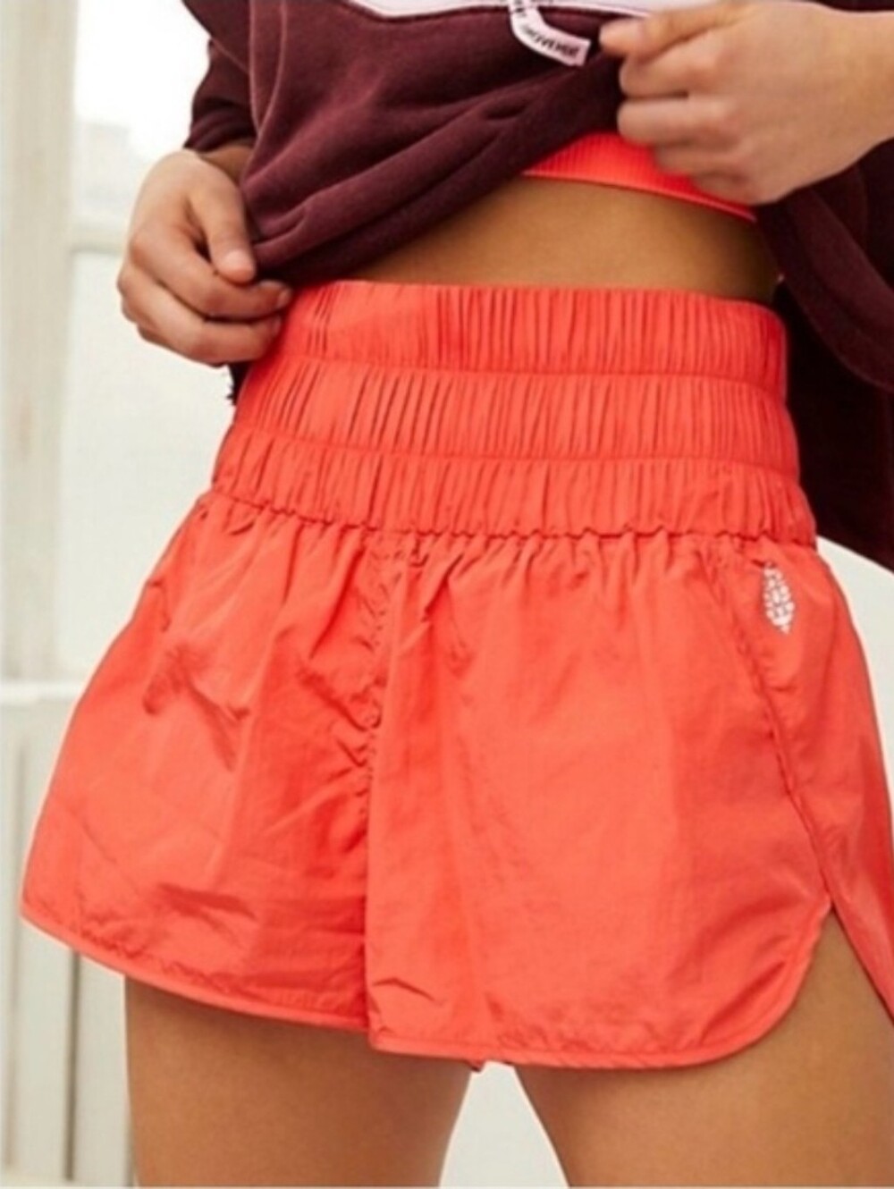 Free People Movement "The Way Home" shorts   High-Waist Coral MED